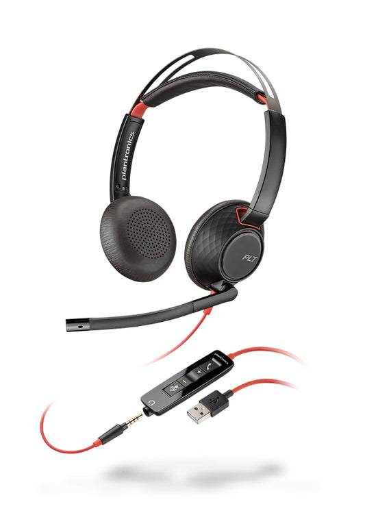 #PolyBlackwire5220 #USB-A #NoiseCancelling #ControlVolumen #Microfono #Pedestal_MX #WorkswithGoogleMeet